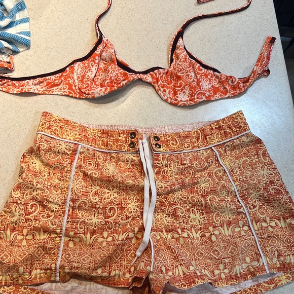 Raisins Swim Vintage Orange Bikini Top And Match Shorts Does Not
